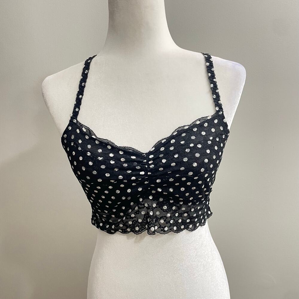PINK Victoria’s Secret L/G Black Polka Dot Lace Bralette Y2K Coquette